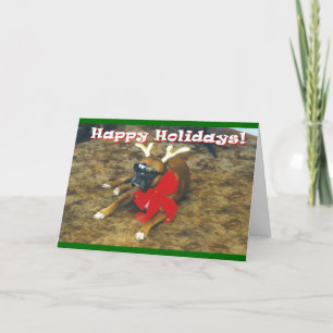 Famous Boxer-Reindeer Holiday Card