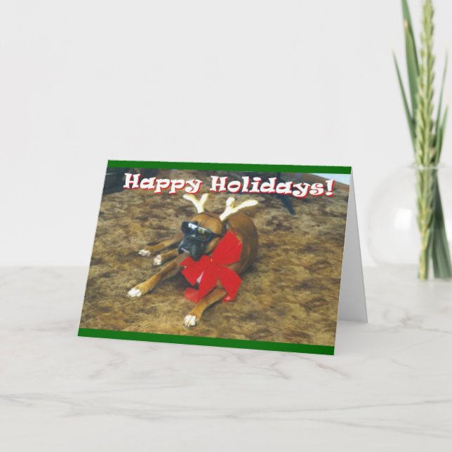Famous Boxer-Reindeer Holiday Card (Front)