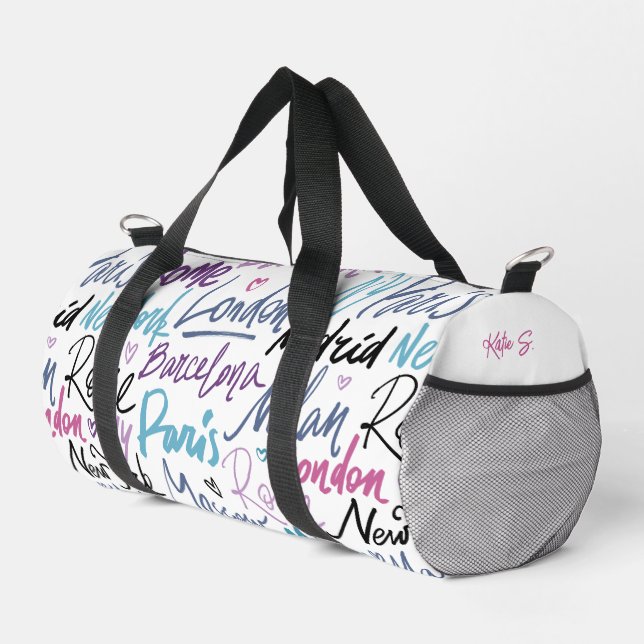 Famous Cities of the World Personalized Duffle Bag (Right Corner)