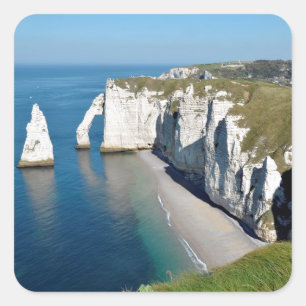 Famous cliffs of Etretat in France Square Sticker