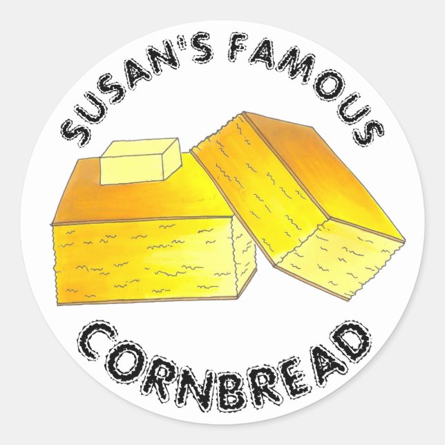 Famous Cornbread Corn Spoon Bread Baked By Classic Round Sticker (Front)