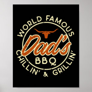 Famous Dads Bbq Grillin Barbecue Fathers Day Papa  Poster