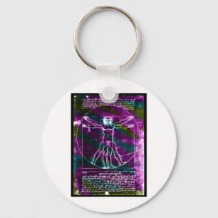 Famous DaVinci Man in Circle Drawing, coloured! Keychain
