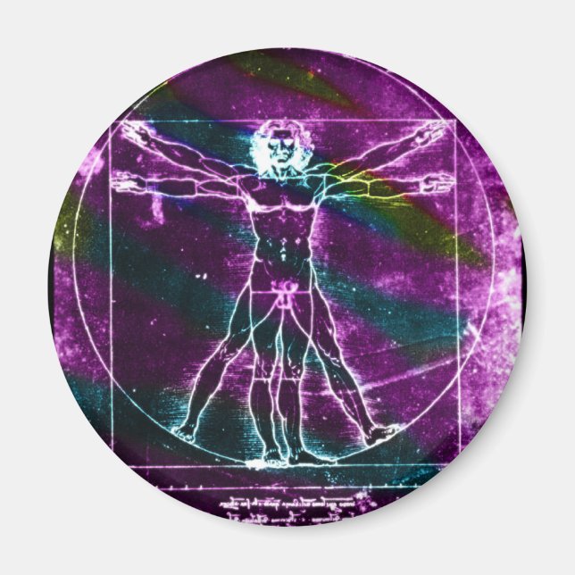 Famous DaVinci Man in Circle Drawing, coloured! Magnet (Front)