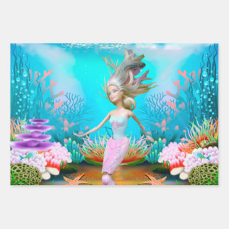 Famous Doll dressed as a Mermaid Wrapping Paper Sheet