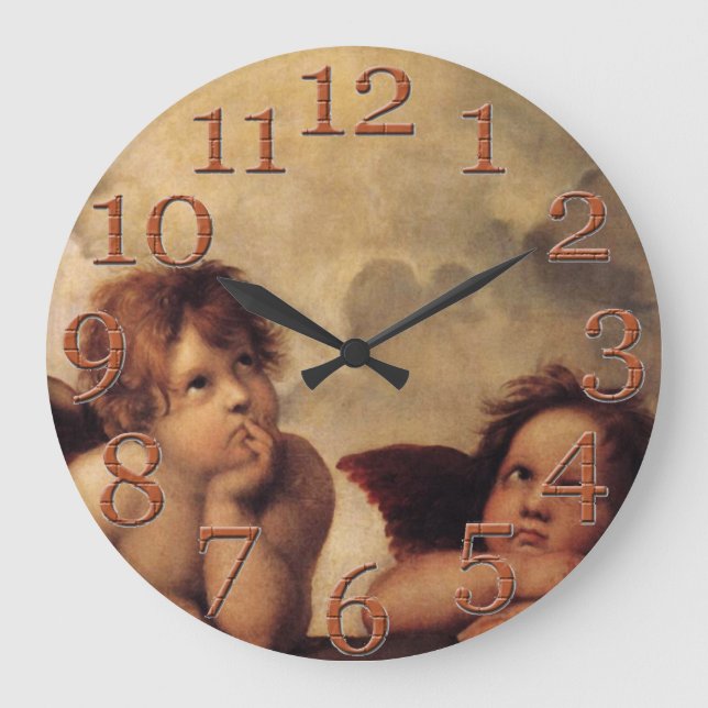 Famous fine art, Raphael,Sistine Cherub Large Clock (Front)