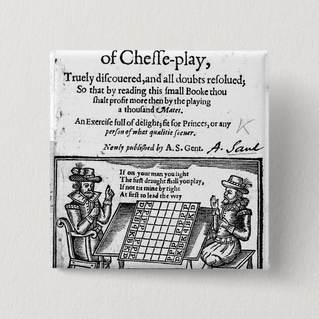 Famous Game of Chess, 1614 2 Inch Square Button (Front)