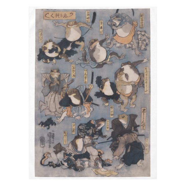 Famous Heroes of the Kabuki Stage (frogs) Tablecloth (Front)