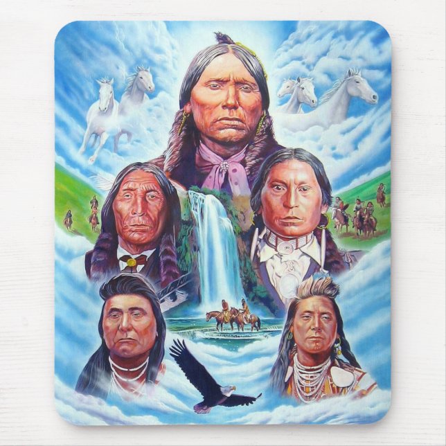 Famous Indian Chiefs Native Americans Painting Mouse Pad (Front)