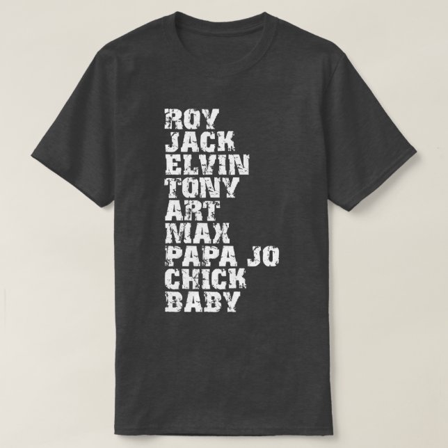 Famous Influential Jazz Drummers List   T-Shirt (Design Front)