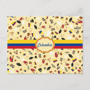 Famous Items of Colombia with flag Postcard