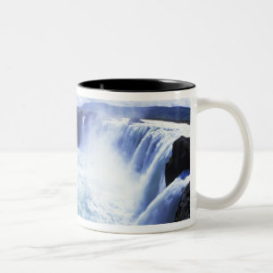 Famous Jodafoss Falls in North Central Iceland Two-Tone Coffee Mug