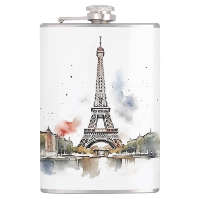 Famous landmarks design hip flask (Front)