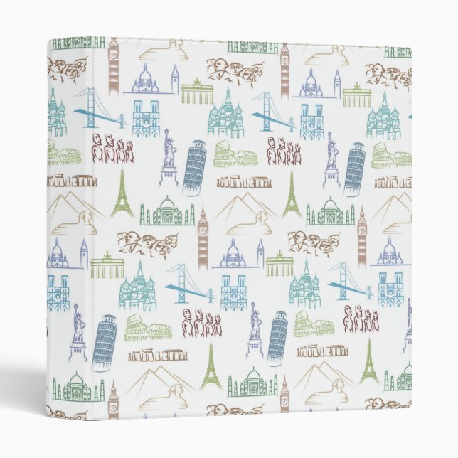 Famous Landmarks Pattern Binder (Front/Spine)