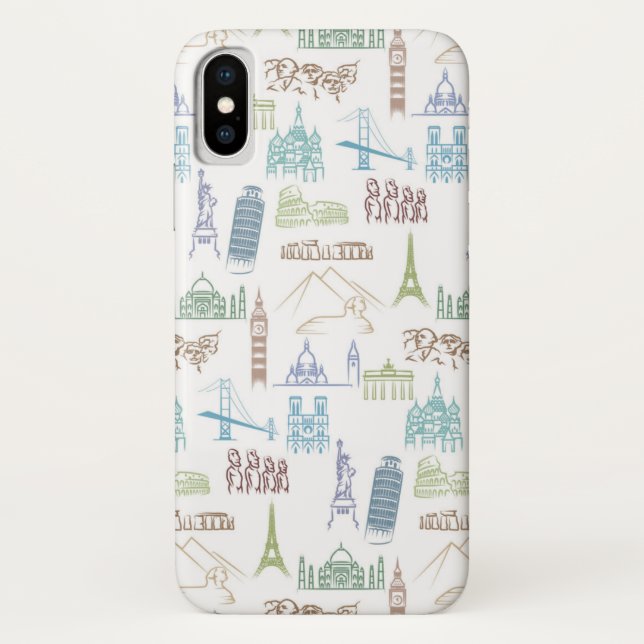 Famous Landmarks Pattern Case-Mate iPhone Case (Back)