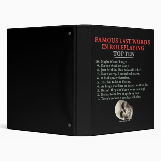 Famous Last Words in Roleplaying: Top Ten Binder (Background)