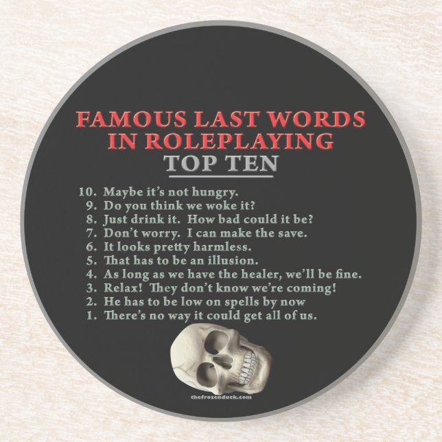 Famous Last Words in Roleplaying: Top Ten Coaster (Front)