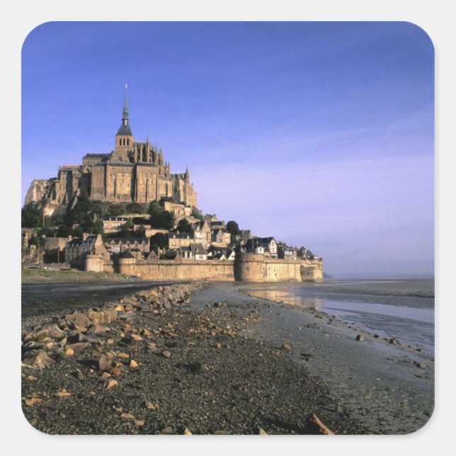 Famous Le Mont St. Michel Island Fortress in Square Sticker (Front)