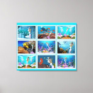 Famous Mermaid Collage. Canvas Print