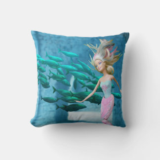 Famous Mermaid Throw Pillow