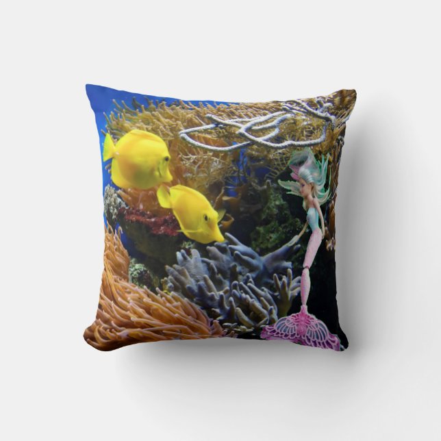 Famous Mermaid Throw Pillow (Front)
