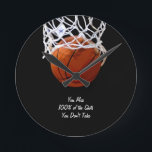 Famous Motivational Quote Basketball Round Clock<br><div class="desc">I Love This Game. Popular Sports - Basketball Game Ball Image.</div>