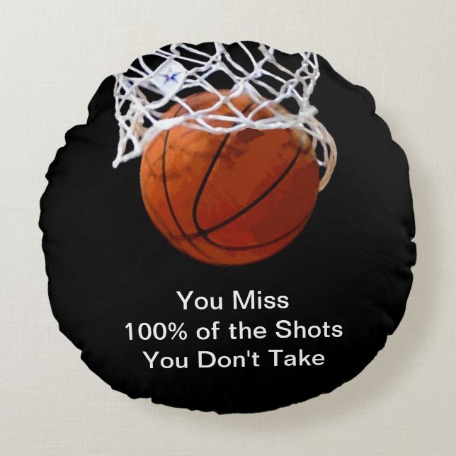 Famous Motivational Quote Basketball Round Pillow (Front)
