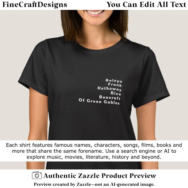  Famous Notable Custom Editable Surname List 06W T-Shirt (Creator Uploaded)