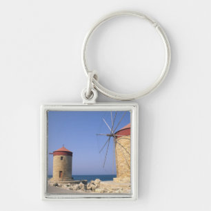 Famous old windmills of Rhodes Greece Keychain