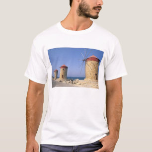 Famous old windmills of Rhodes Greece T-Shirt