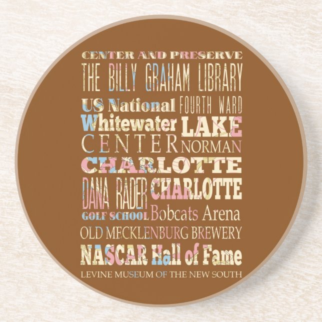 Famous Places of Charlotte, North Carolina. Coaster (Front)