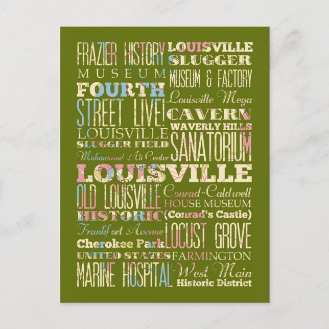 Famous Places of Louisville, Kentucky. Postcard (Front)