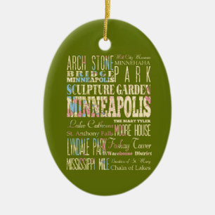 Famous Places of Minneapolis, Minnesota. Ceramic Ornament