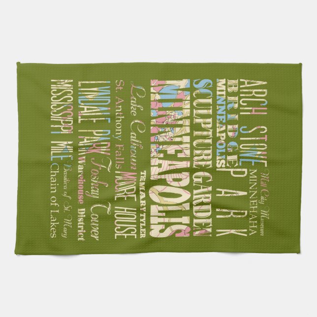 Famous Places of Minneapolis, Minnesota. Kitchen Towel (Horizontal)