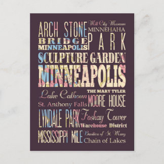 Famous Places of Minneapolis, Minnesota. Postcard