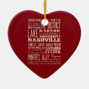 Famous Places of Nashville, Tennessee. Ceramic Ornament