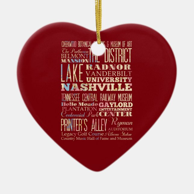 Famous Places of Nashville, Tennessee. Ceramic Ornament (Front)