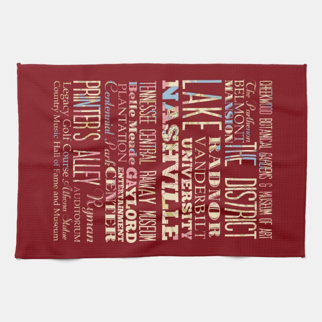 Famous Places of Nashville, Tennessee. Kitchen Towel (Horizontal)