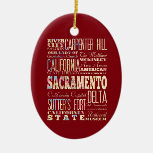 Famous Places of Sacramento, California. Ceramic Ornament