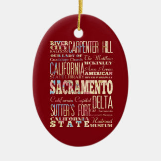 Famous Places of Sacramento, California. Ceramic Ornament