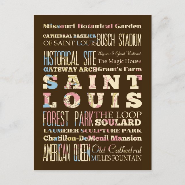 Famous Places of Saint Louis, Missouri. Postcard (Front)