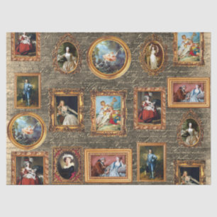 Famous Rococo Art Framed Antique Decoupage Tissue Paper