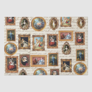 Famous Rococo Art Framed Antique Decoupage Tissue Paper