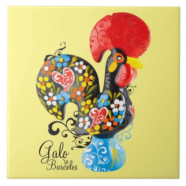 Famous Rooster of Barcelos #06 - Floral edition Tile (Front)