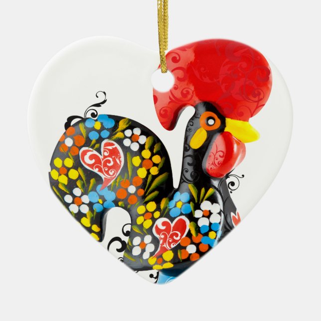 Famous Rooster of Barcelos Nr 06 - Floral edition Ceramic Ornament (Front)