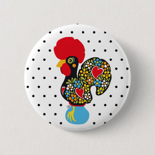 Famous Rooster of Barcelos Nr 06 - Polka Dots 2 Inch Round Button