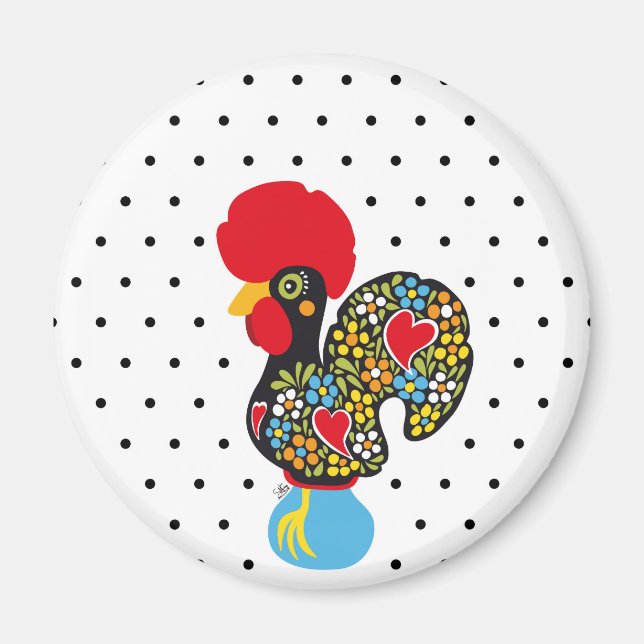 Famous Rooster of Barcelos Nr 06 - Polka Dots Magnet (Front)