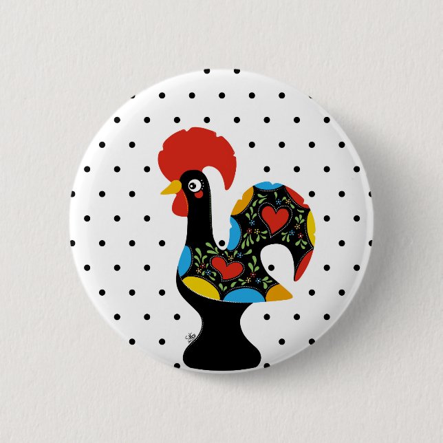 Famous Rooster of Barcelos Nr 09 - Polka Dots 2 Inch Round Button (Front)