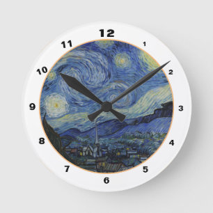 Famous Starry Night & Van Gogh /vintage Art Round  Clock