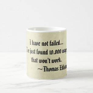 Famous Thomas Edison Success and Failure Quote Mug